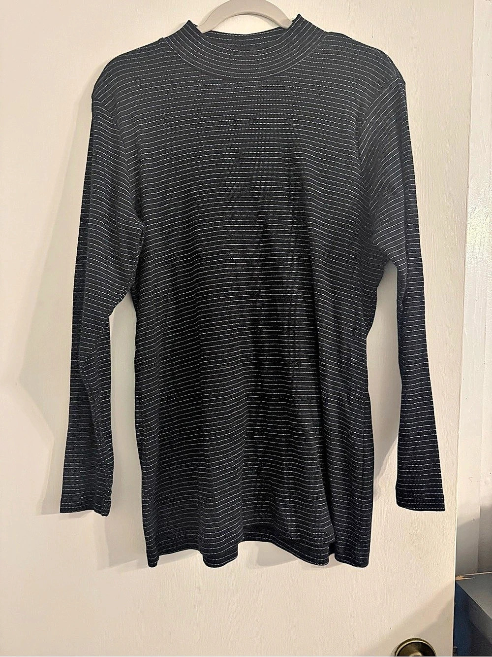 Christopher & Banks Striped Long Sleeve Top in Black XL Like New